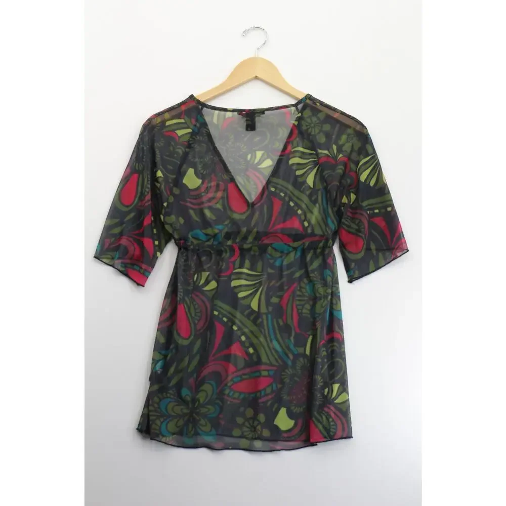 H&M floral pattern tie waist quarter sleeve flare dress womens small‎ fairy boho - Picture 3 of 6